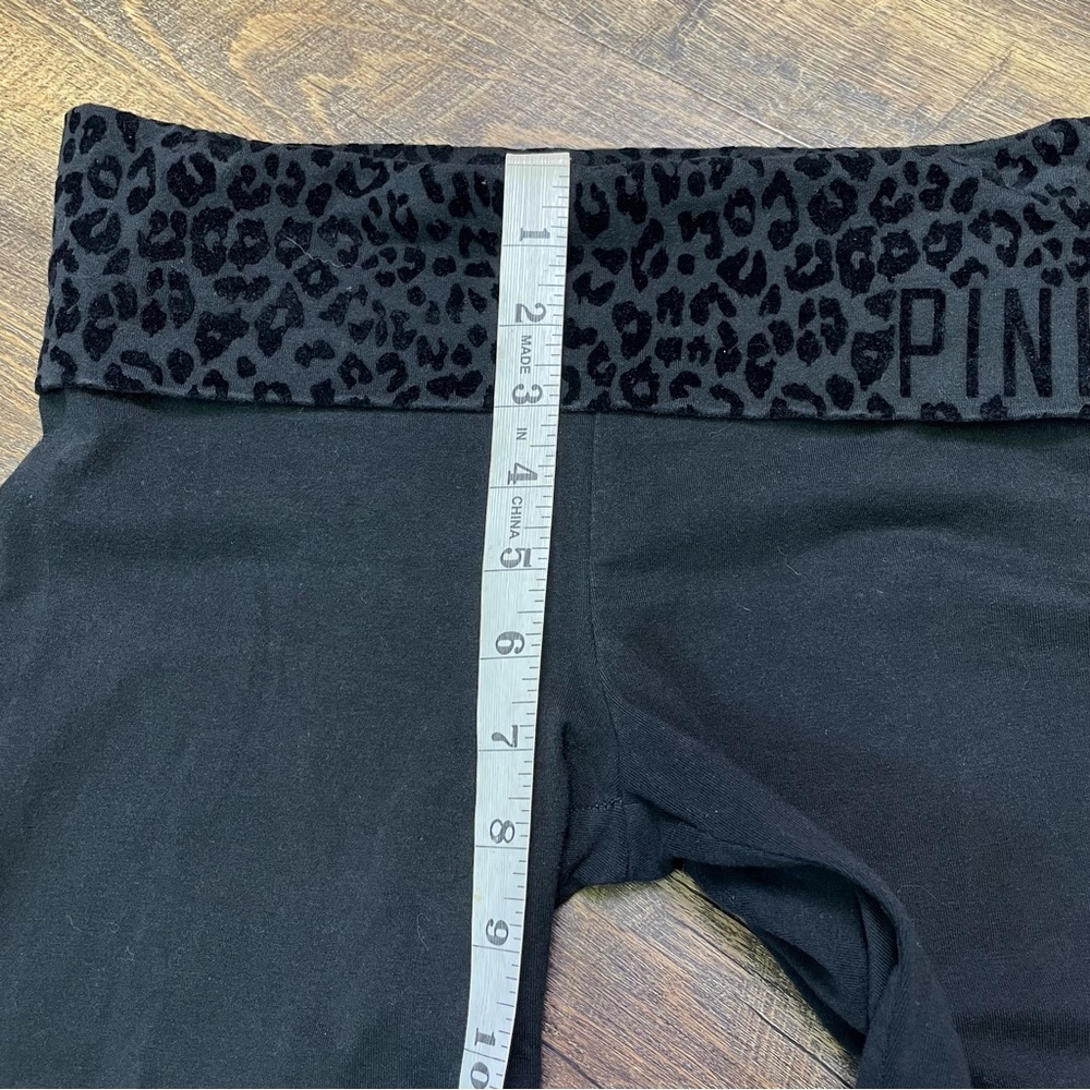 Victoria’s Secret PINK Womens XS Low Rise Black Cheetah Foldover Leggings Skinny - Picture 5 of 11